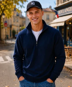 Basic 1/2 zip college genser