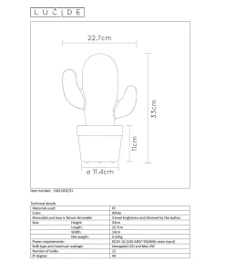 Lucide Cactus Bordlampe