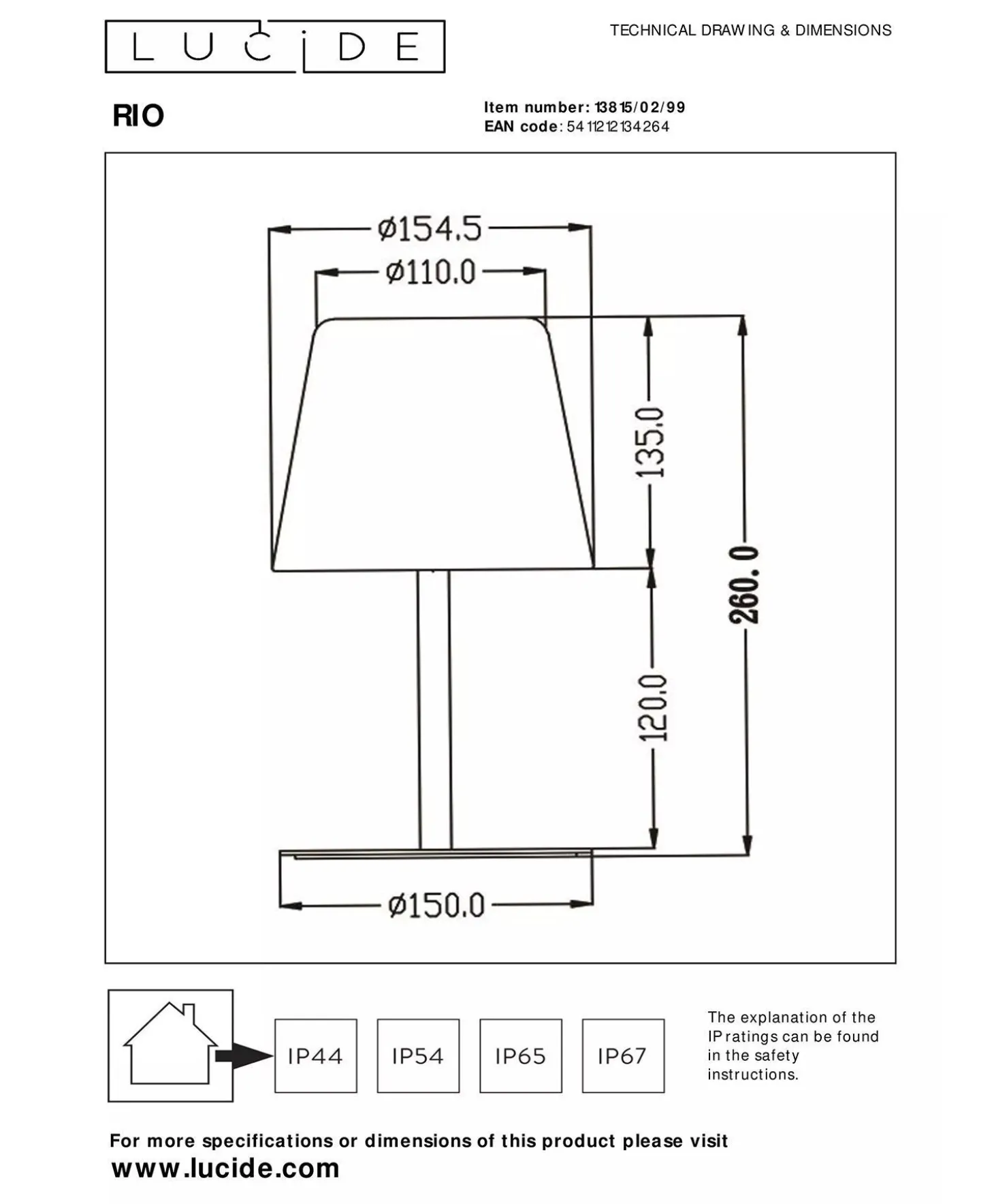 Lucide Rio Bordlampe
